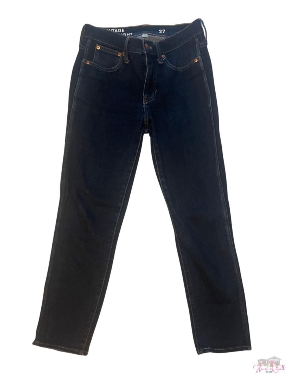 J.Crew 9" Vintage Slim Straight Jeans Dark Wash Size 27 Re-Imagined Stretch